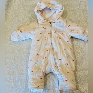 Wonder Nation Baby Winter Suit Bunting Running Foxes Faux Fleece Inside